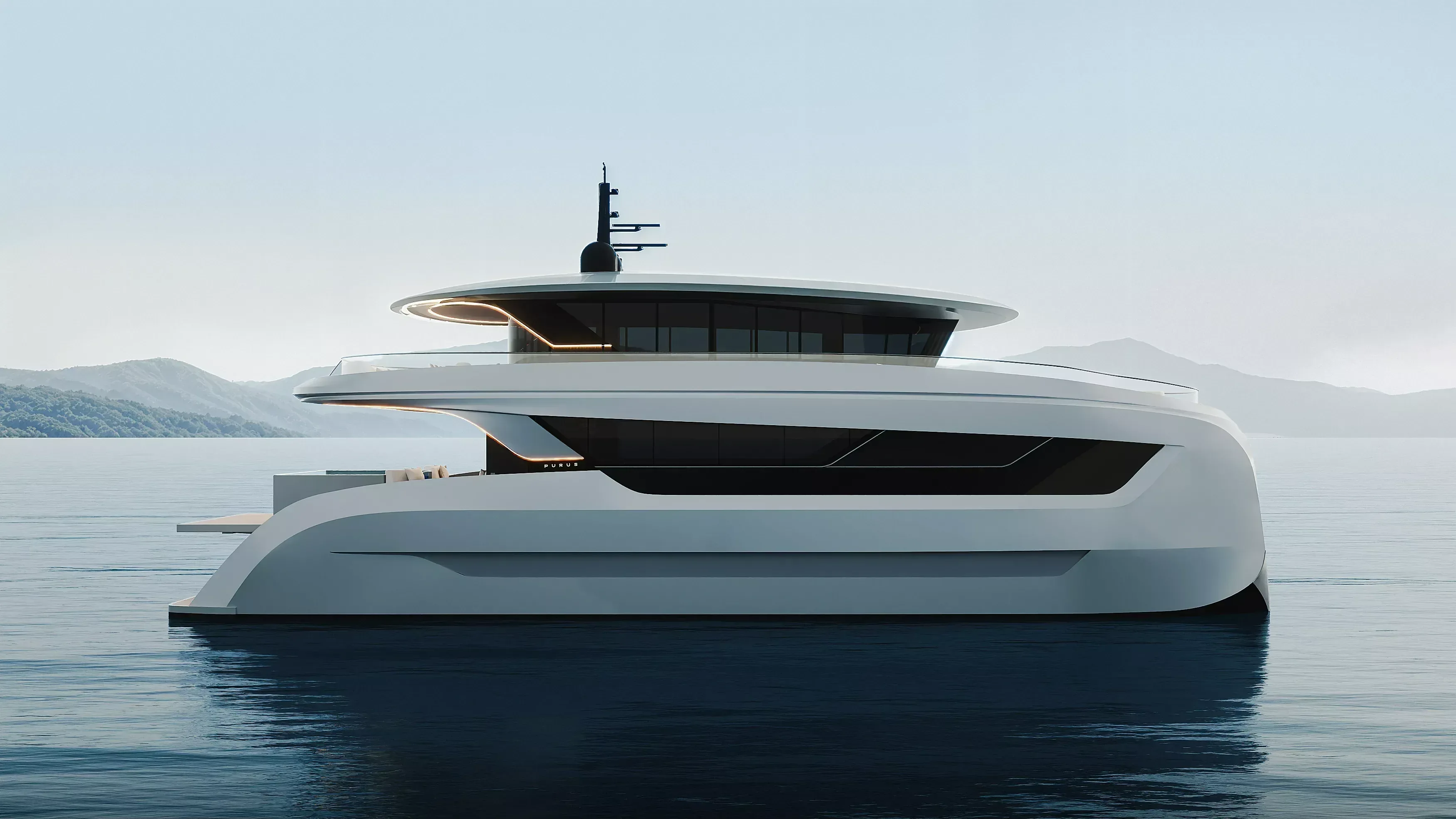 Purus 26m catamaran exterior design by RSantos Design
